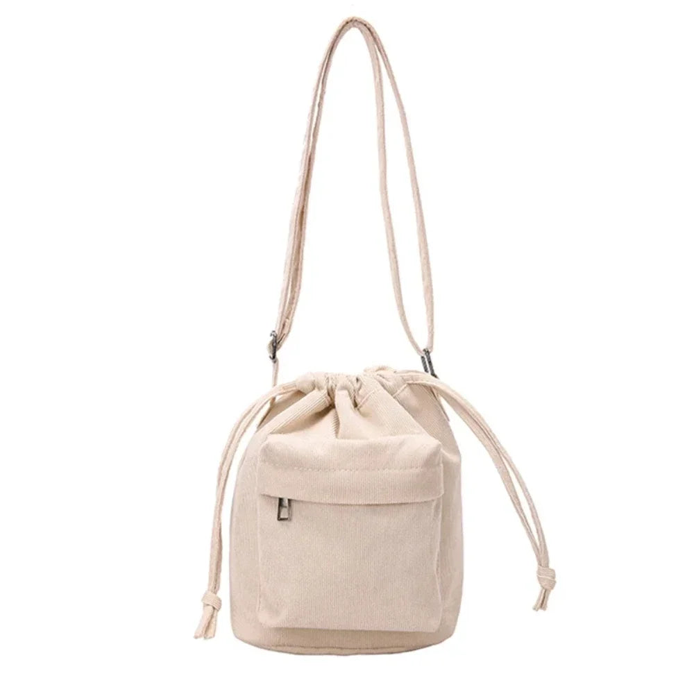 2025 New Women Bag Middle Shoulder Bag Korean Style Drawstring Bucket Bag Casual Light Youth Crossbody Bag Whole Sale