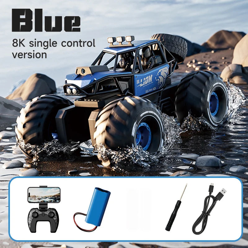 4DRC New Y10 Remote Control Car 2.4G Rc Boat Waterproof Amphibious Stunt Car 4WD All Terrain Truck Toys for Kids Birthday Gifts