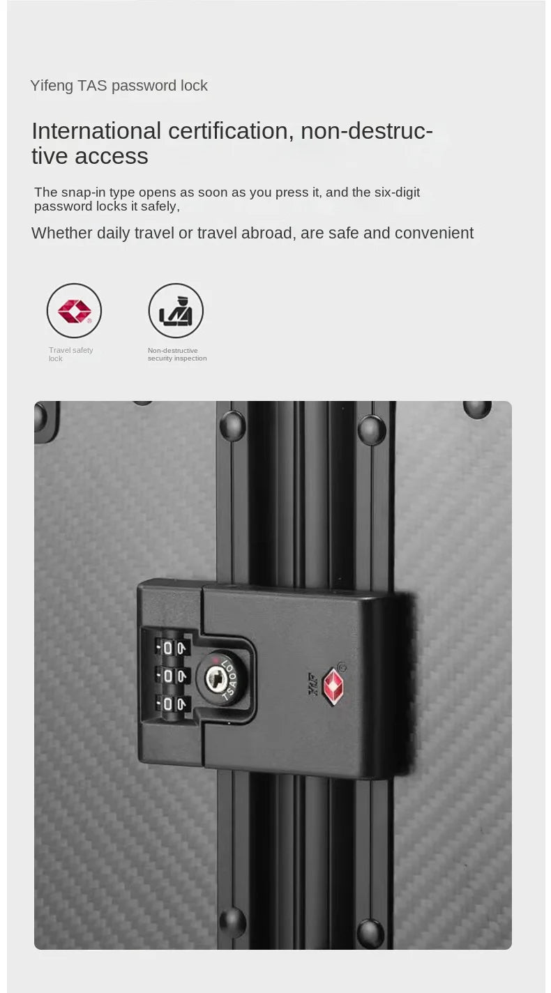 20″24″ Travel Suitcase Carbon Fiber Rolling luggage Carry-On Luggage Aluminum Frame Trolley Case With Wheels Business Boarding