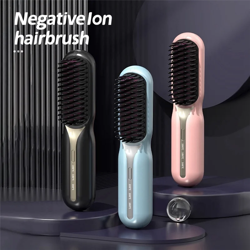 FZFZ Cordless Hair Straightener Hot Heating Comb Professional Electric Brush For Hair Smoothing Iron Negative  Hair Care