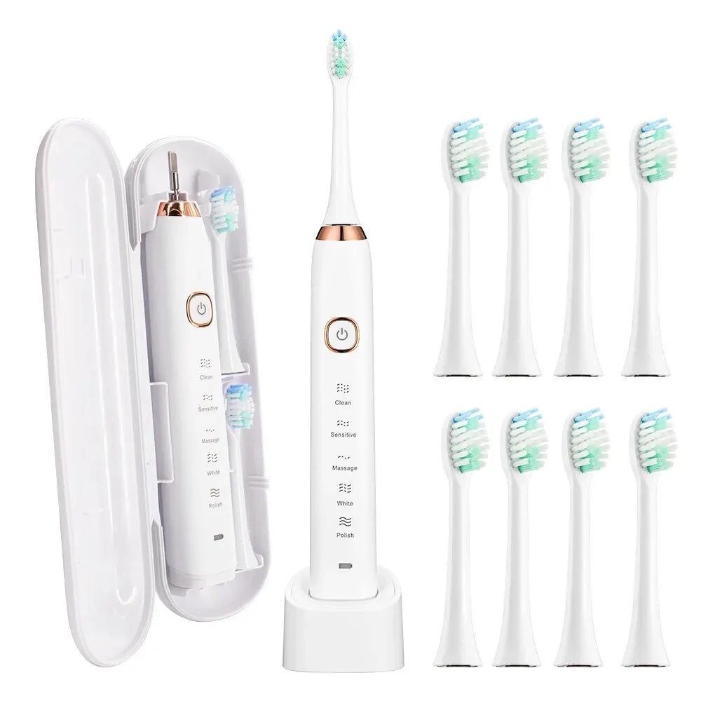 Sonic Electric Toothbrush Smart Ultrasonic Dental Teeth Whitening Rechargeable Adult Tooth Brush Sarmocare S100 With8 Brush Head