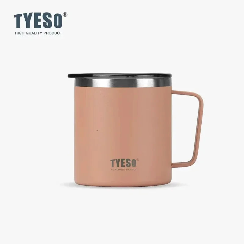 Tyeso 400ML Coffee Cups 304 Stainless Steel Mug with Visual Lid Portable Traveling Home Office Outdoor Water Cup Drinkware Gifts