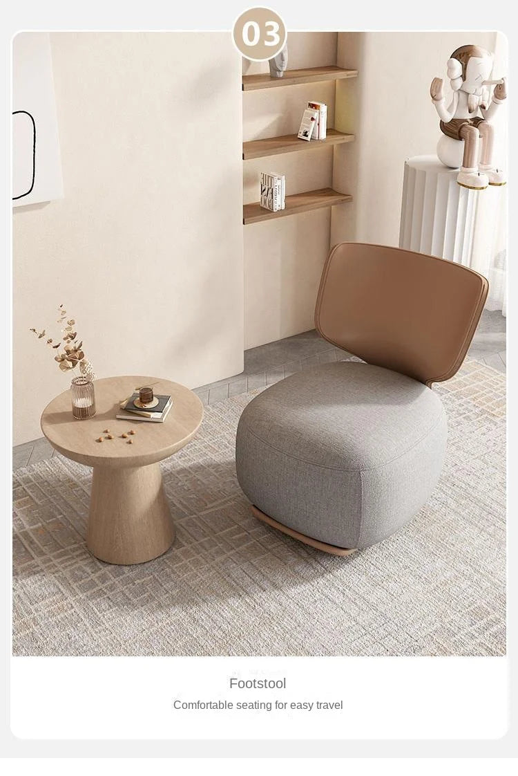 Log Light Luxury First Class Cabin Lounge Sofa Chair Nordic Living Room  Fabric Low Stool Balcony Leisure Armchair 2023 New