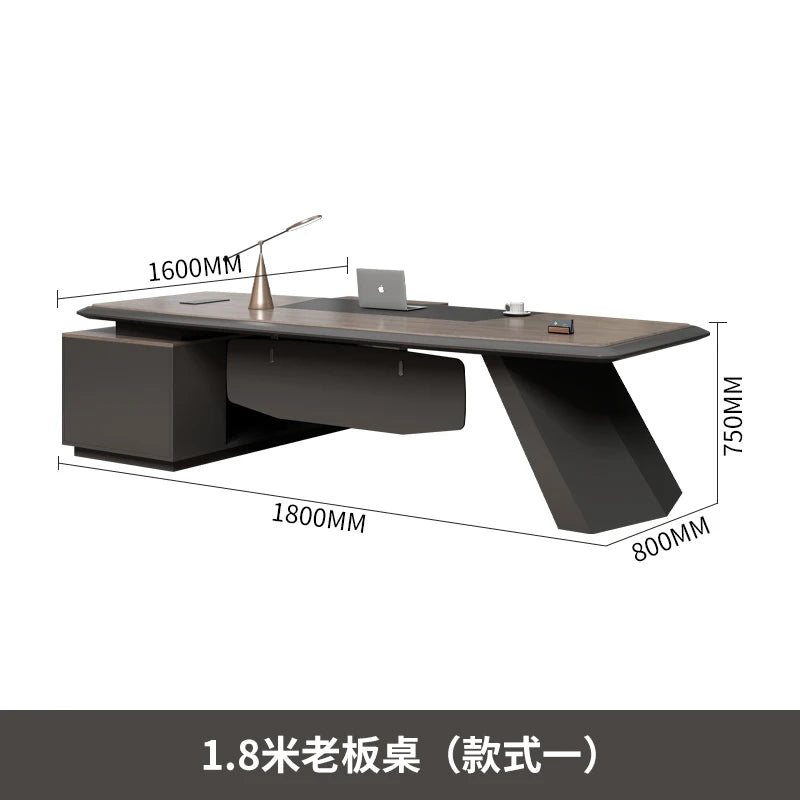 Executive Desk Office Setup Modern Design Wooden Surface Leadership Office Business Space Management Room