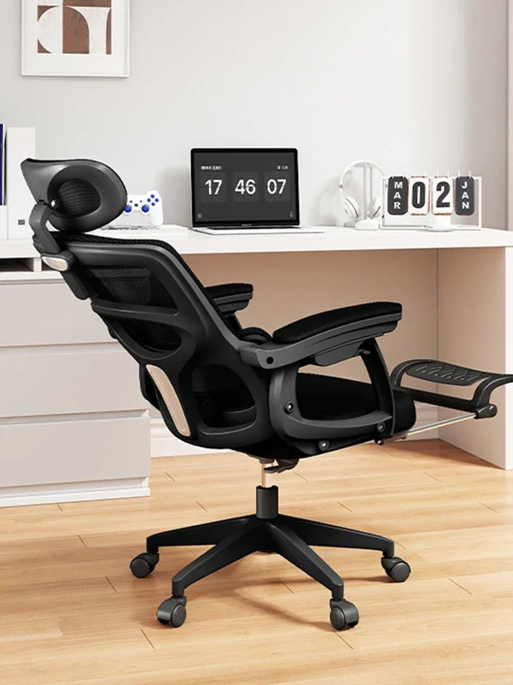 Ergonomic Office Chair Liftable Mesh Computer Chair with 4D Lumbar Support Home Office Swivel Chair with Latex Seat Cushion
