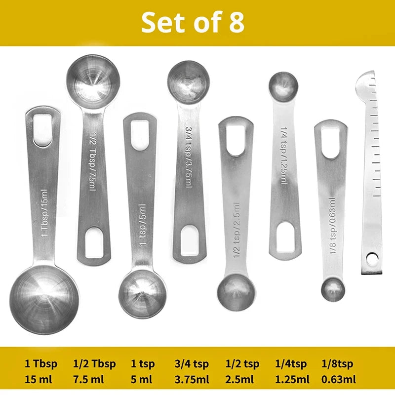 6/9/11Pcs Measuring Spoons Set Stainless Steel Seasoning Coffee Scoop Measuring Spoon With Scale Kitchen Baking Measuring Tools