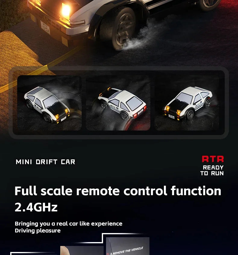 RC Drift Car 1/64 AE86 Mini Desktop Remote Control 2.4G 4WD Off-road Drifting Racing Vehicle Electric Toy Boys Cars