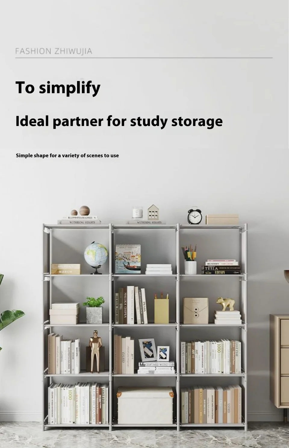 Bookshelf Simple Storage Locker Living Room Cabinets Easy Assembly Bookcase Multi-layer Metal Storage Rack 수납가구 이동식 수납장