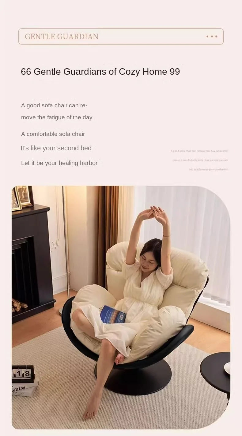 X&D Nordic Single Rotating Sofa Modern Simple Home Living Room Balcony Bedroom Eggshell Chair Light Luxury Lazy Rocking Chair