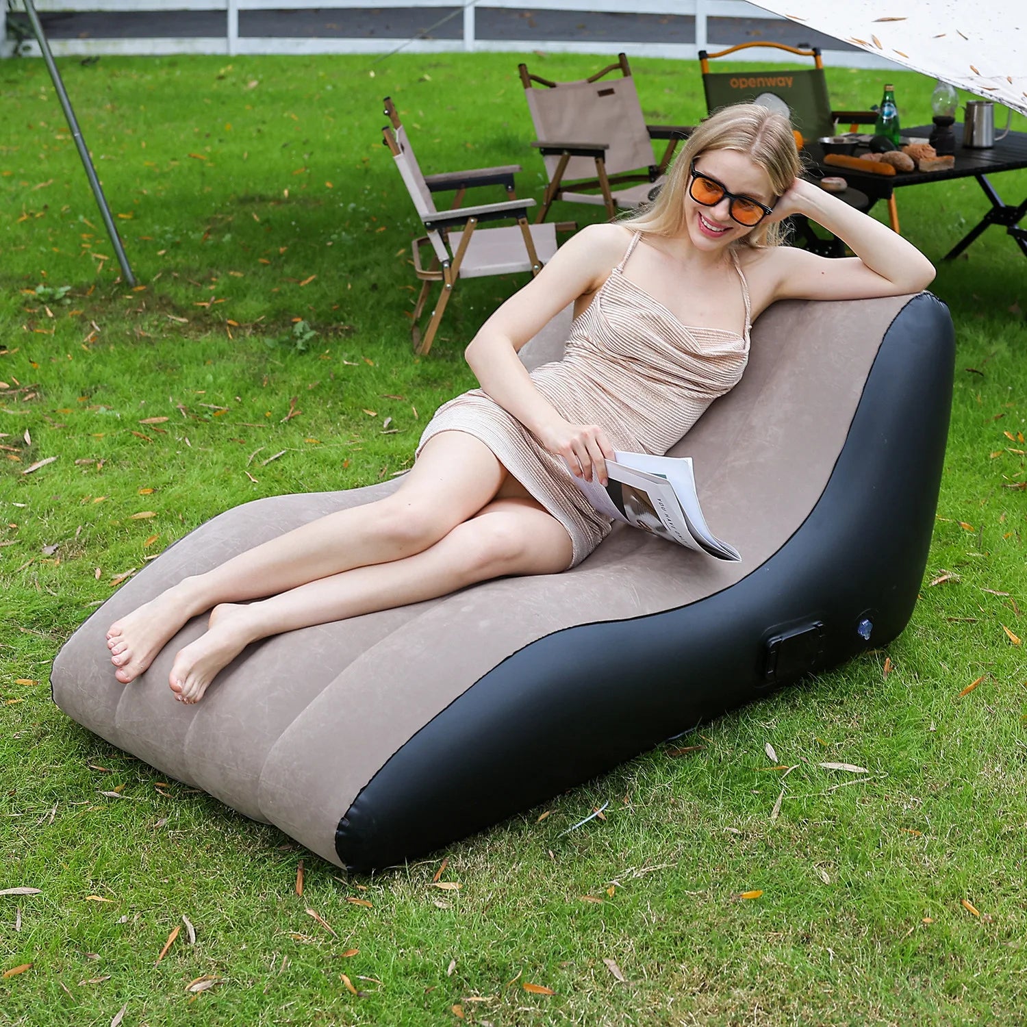 Inflatable Deck Chair , Inflatable Lounger Beach Air Sofa Chair Lazy Lounge Sofa for Indoor Living Room Bedroom, Outdoor Travel