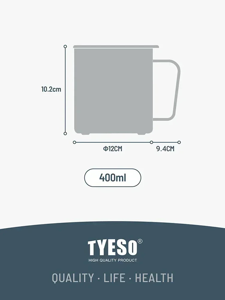 Tyeso 400ML Coffee Cups 304 Stainless Steel Mug with Visual Lid Portable Traveling Home Office Outdoor Water Cup Drinkware Gifts