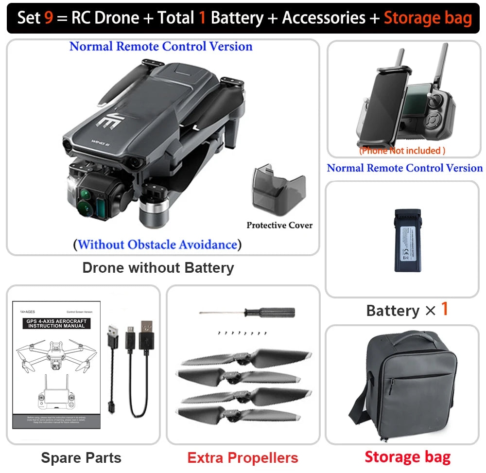 New Wing 6 Drone 8K Camera 3-Axis Gimbal WIFI Obstacle Avoidance FPV Brushless Touch Screen Remote Control Quadcopter Toys Gifts