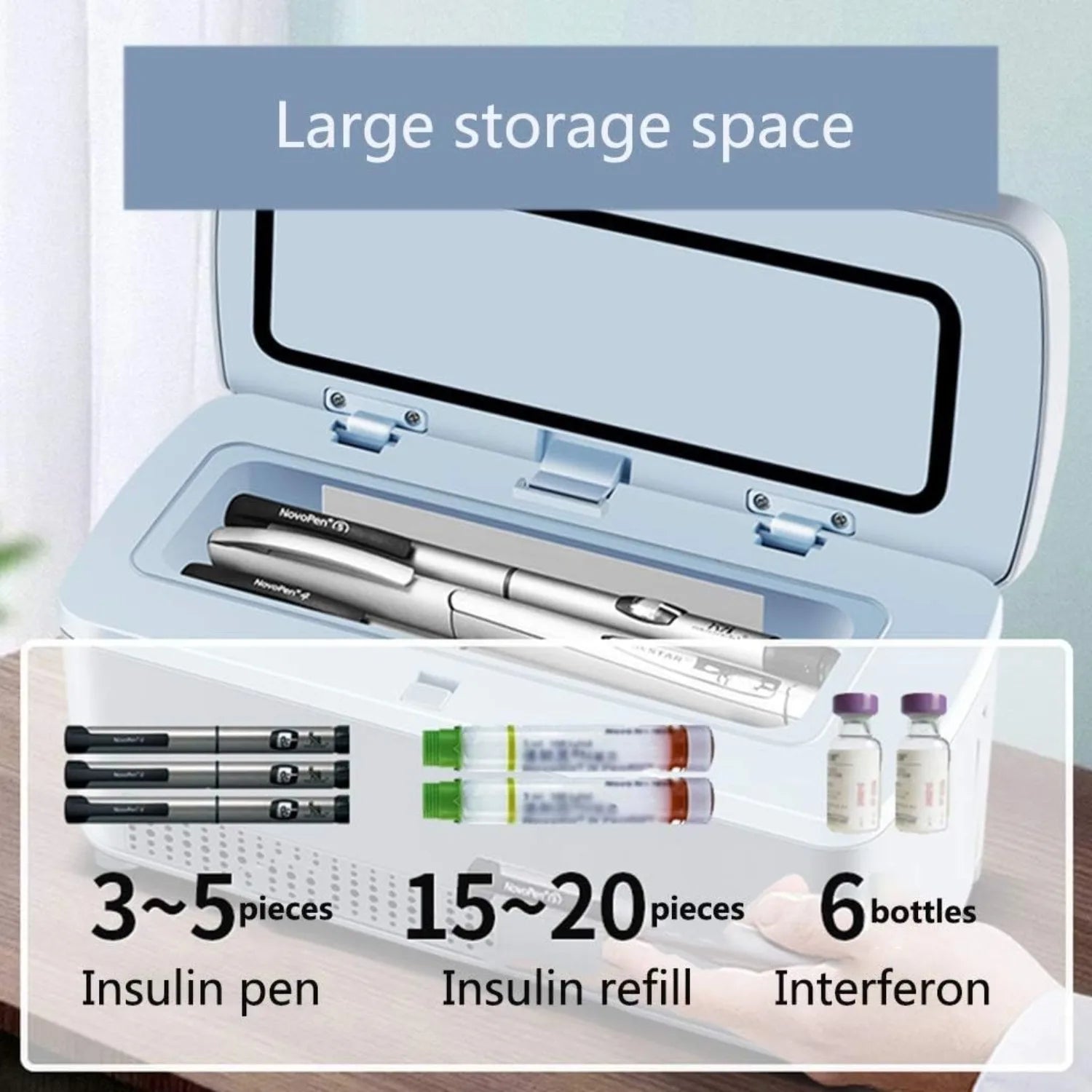USB Insulin Refrigerator Mini Car Medicine Cold Box with Bag & 7500mah Battery Constant Temperature Small Rechargeable Fridge