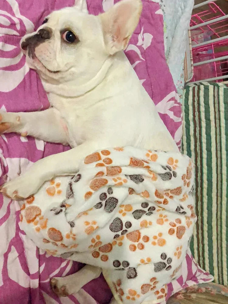 Warm Pet Cat Blanket Autumn Winter Cozy Thicken Fleece Kitten Footprint Bed Mat for Small Medium Big Cats Dog Chihuahua Supplies