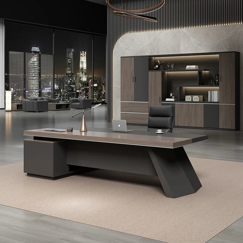 Executive Desk Office Setup Modern Design Wooden Surface Leadership Office Business Space Management Room