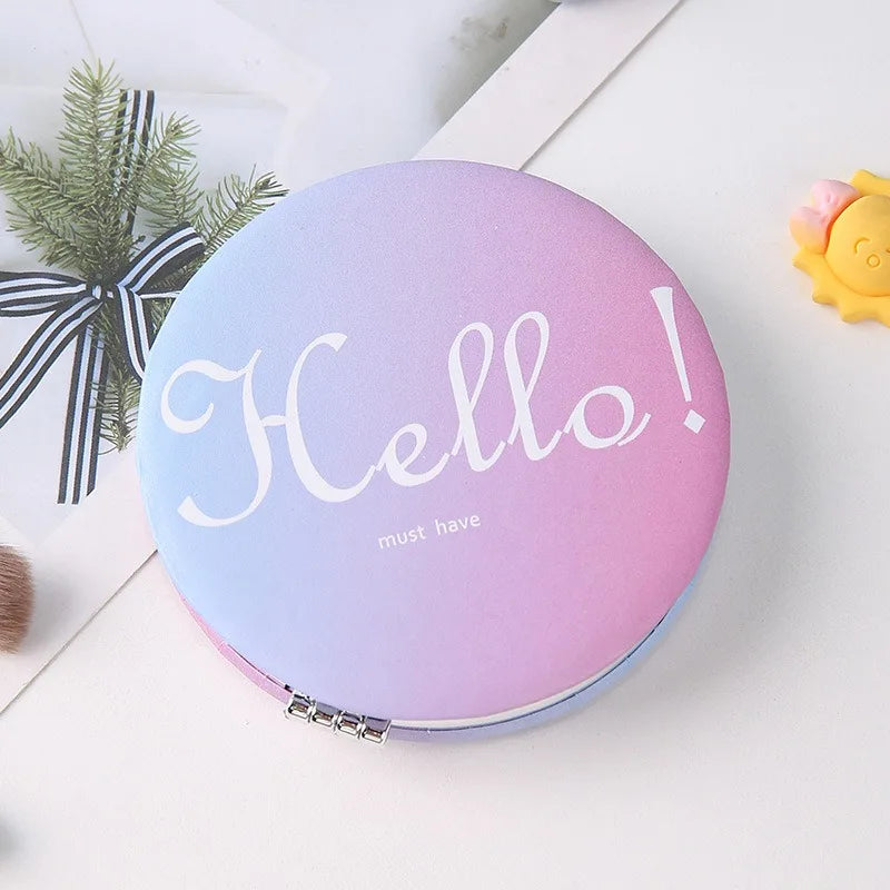 Circular Makeup Mirror Portable Portable Student Pocket Folding Mirror Beauty Makeup Makeup Princess Circular Mirror