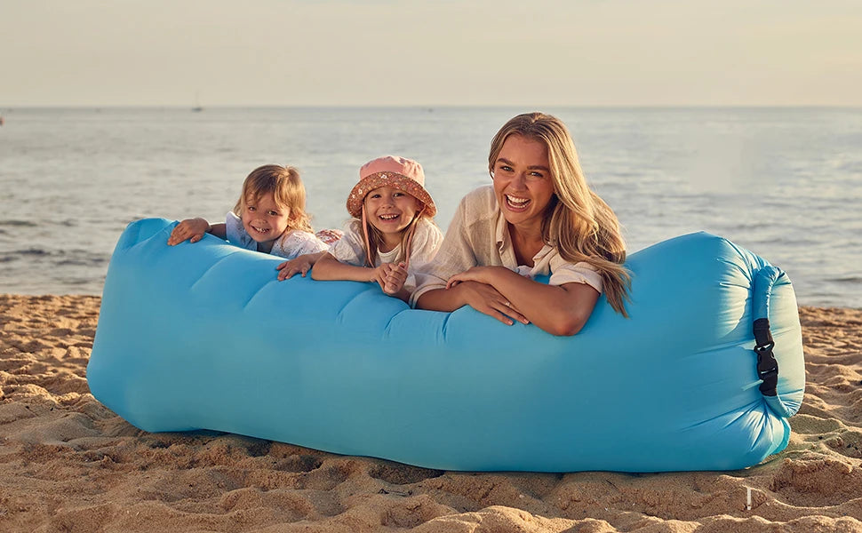 Single Person Lazy Inflatable Sofa Portable Outdoor Beach Air Sofa Bed Folding Camping Sleeping Bag for Comfortable Rest