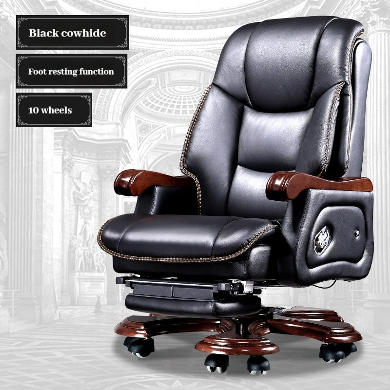 Leather Wheel Office Chair Support Design Relax Modern Massage Chair Chaise Mobile Comfy Luxury Silla Oficina Office Furniture