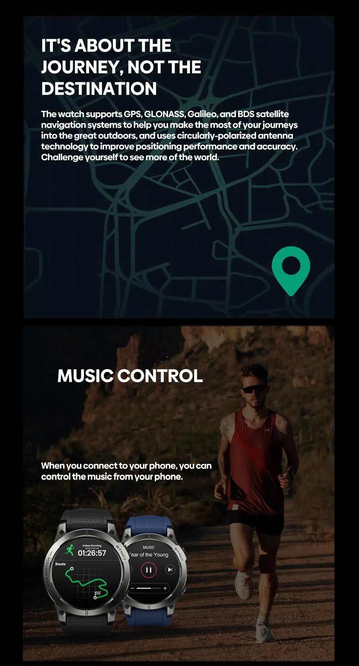 New Zeblaze Stratos 3 PRO GPS Smart Watch 1.43” HD AMOLED Display Built-in GPS Bluetooth Phone Calls Sports Smartwatch for Men