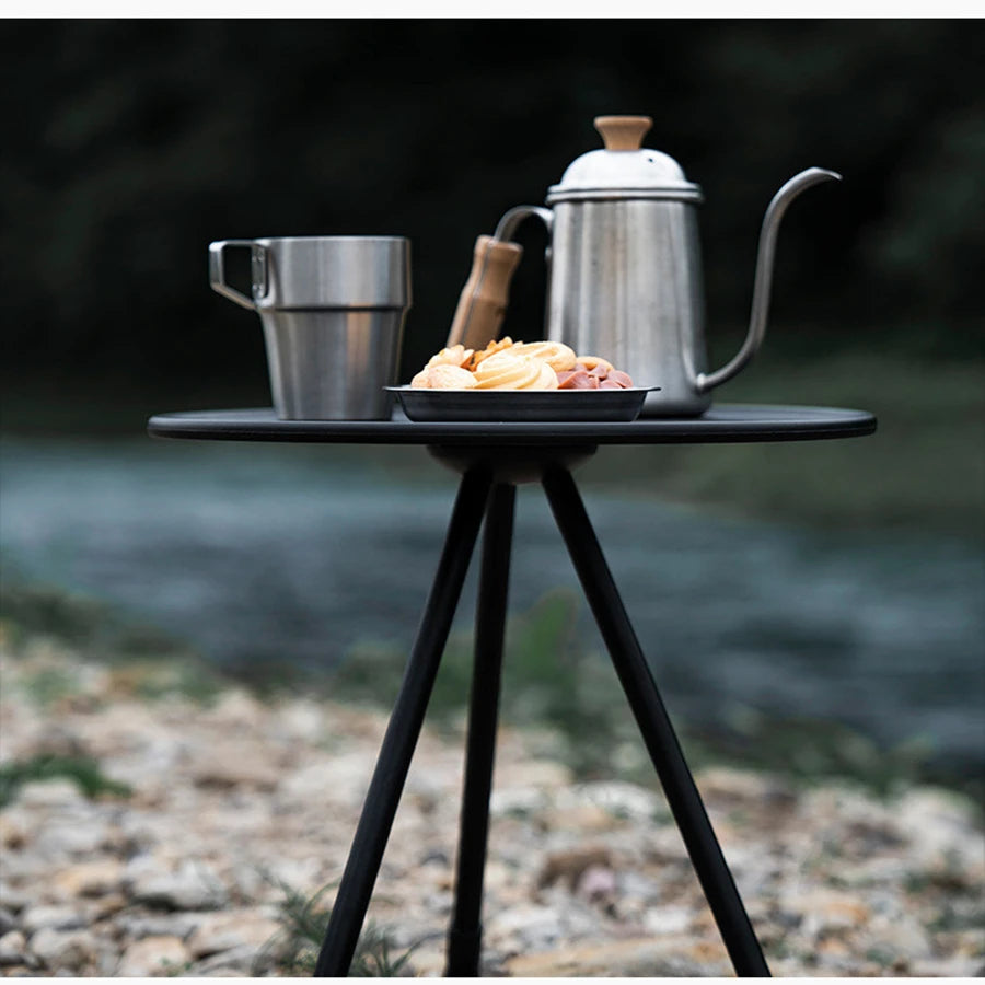 Folding Round Table Portable Telescopic Outdoor Three-legged Dining Table Aluminum Alloy Coffee Table Hike Picnic Liftable Table