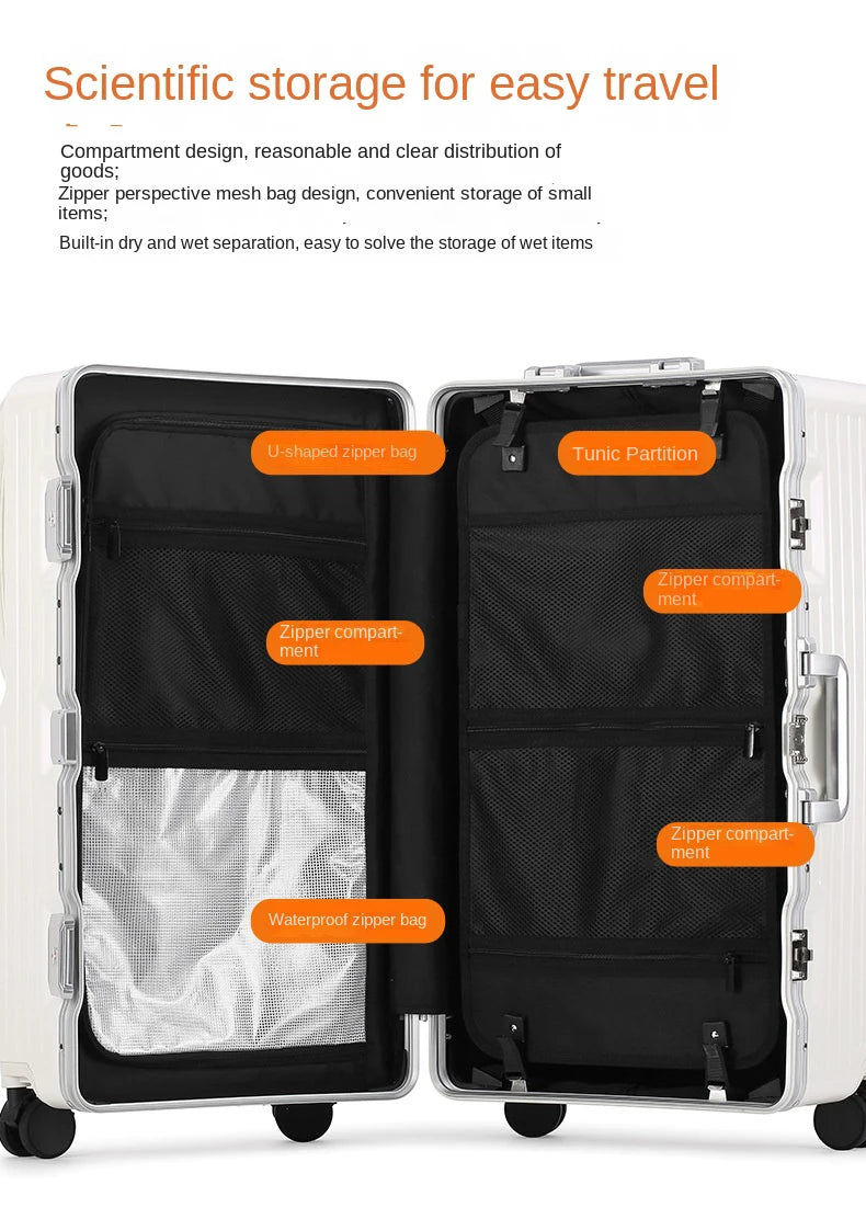 26/28/32 Inch Large Capacity Travel Suitcase Rolling Luggage Aluminum frame Suitcase Trolley Case with Cup Holder Travel Case