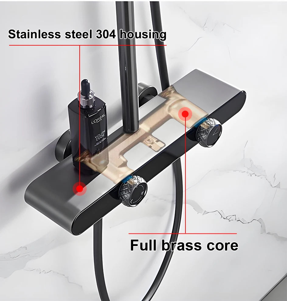 VGX Gold Shower System Set Bathroom Shower Faucet Set 3-way Rainfall Shower Set Shower Mixer Crane with Hand Shower Set White