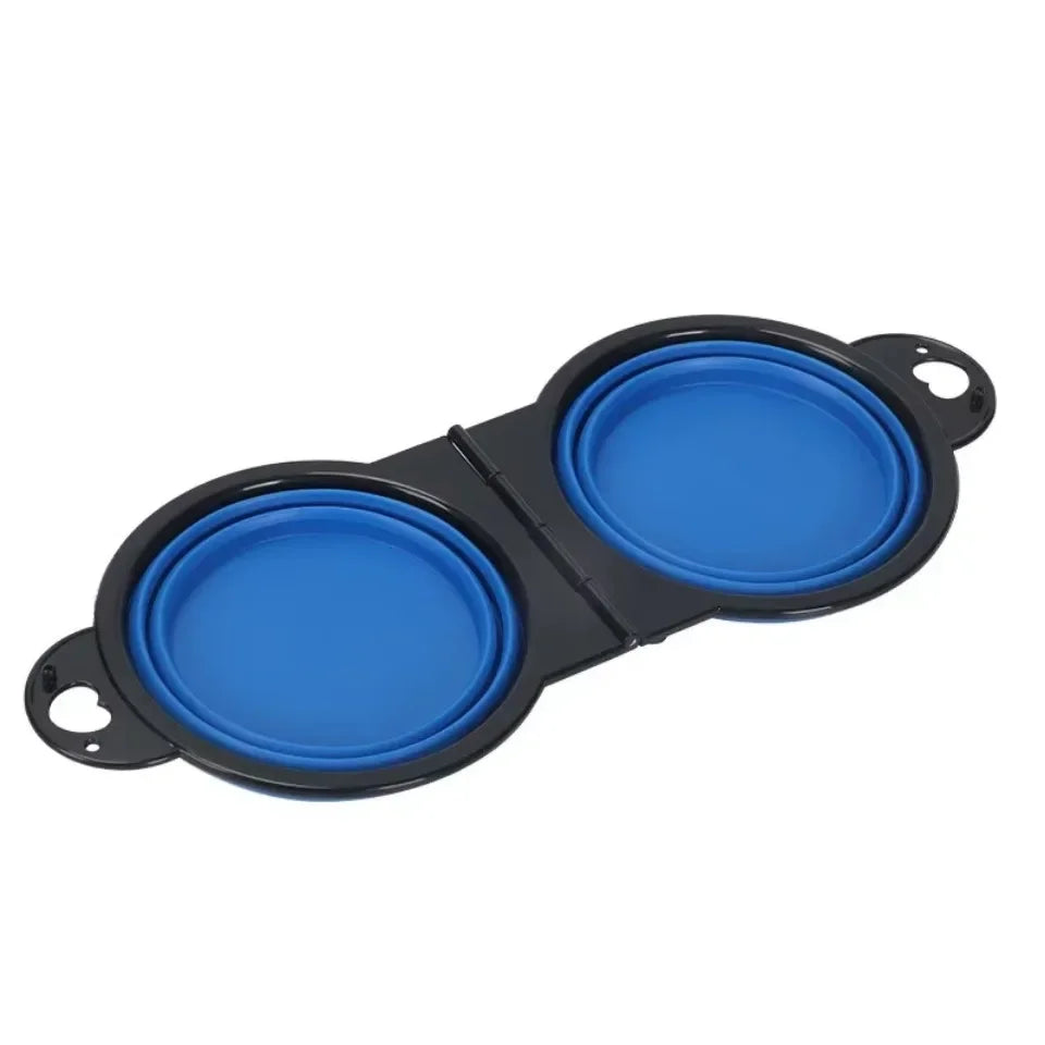 1-piece 2-in-1 Foldable Dual Bowl Feeding Bowl Portable Outdoor Travel Dog Cat Drinking Bowl Pet Supplies Outdoor Feeding Water
