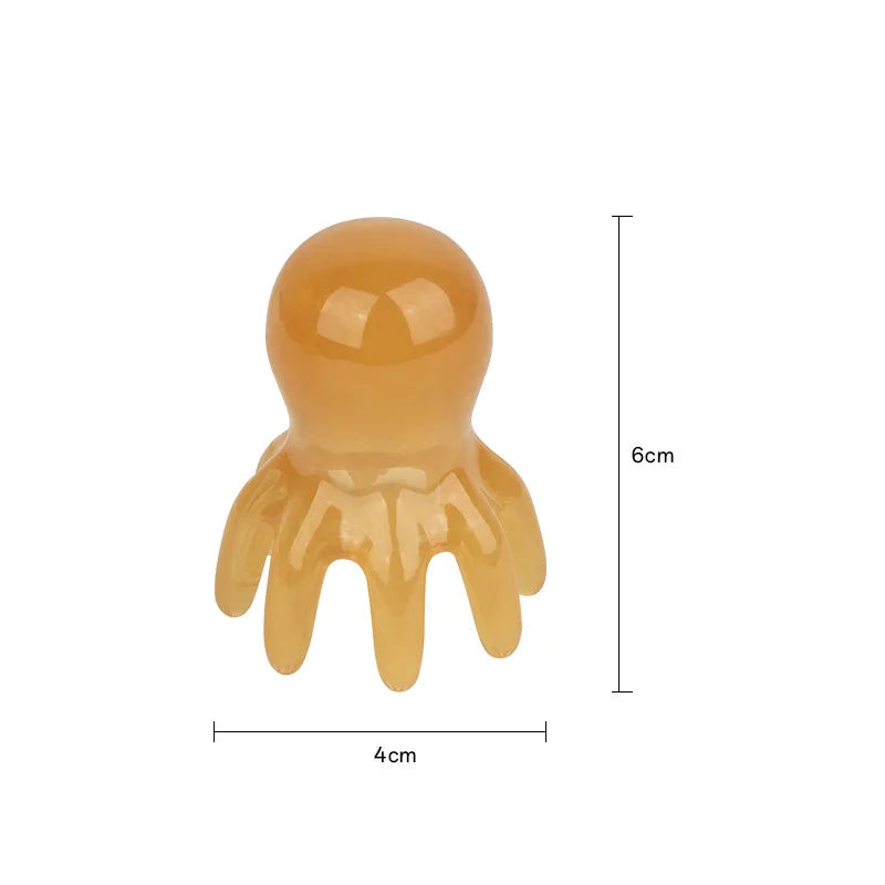 Octopus Massage Comb Resin Head Meridian Scraping Scalp Massage Brush Acupuncture SPA Gua Sha Massage Comb for Fatigue Relief