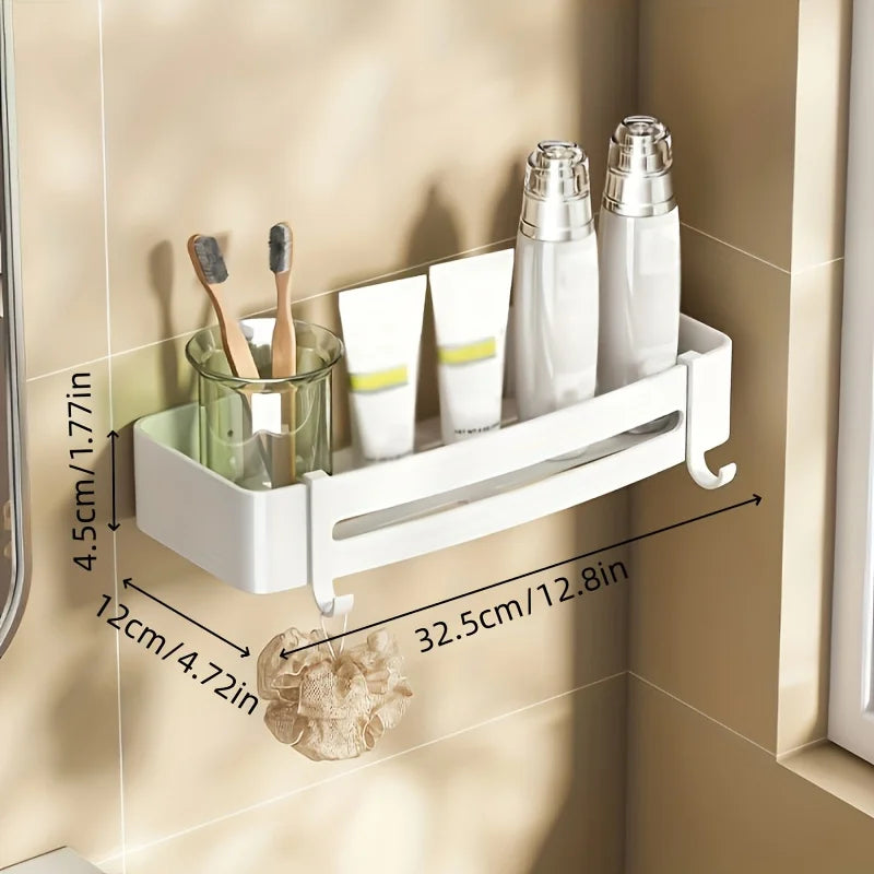 1 Piece Of White Storage Rack For Bathroom Storage Bathroom Partition Wall Mounted Triangular Square Bathroom Accessory