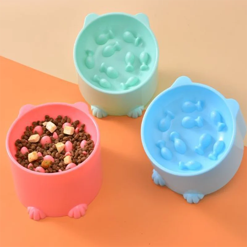 New anti-choking and high-neck protection cat bowl slow-food bowl cat dog feeder anti-overturn cat slow-food bowl pet supplies