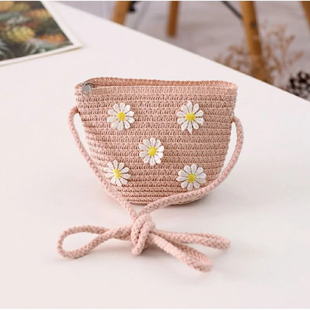 Kids Cute Hand Bag Children's Weave Shoulder Bags Fashion Straw Cross Bag For Girls Made From Natural