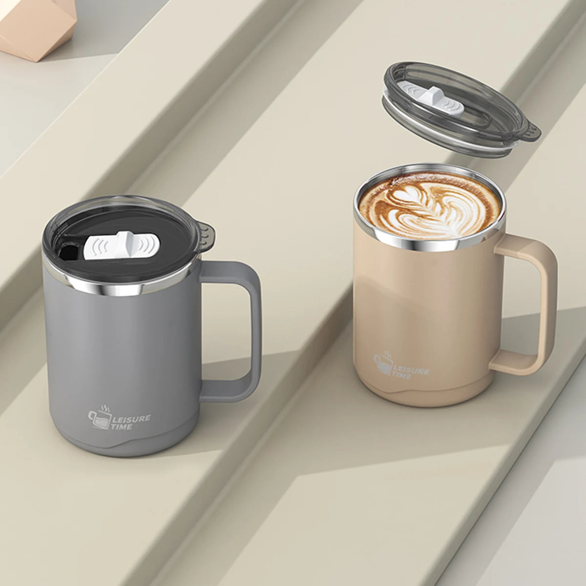 500ml Double-layer Mug 304 Stainless Steel Insulated Coffee Cup With Handle Portable Sealed Water Cup Drinkware For Student Kid