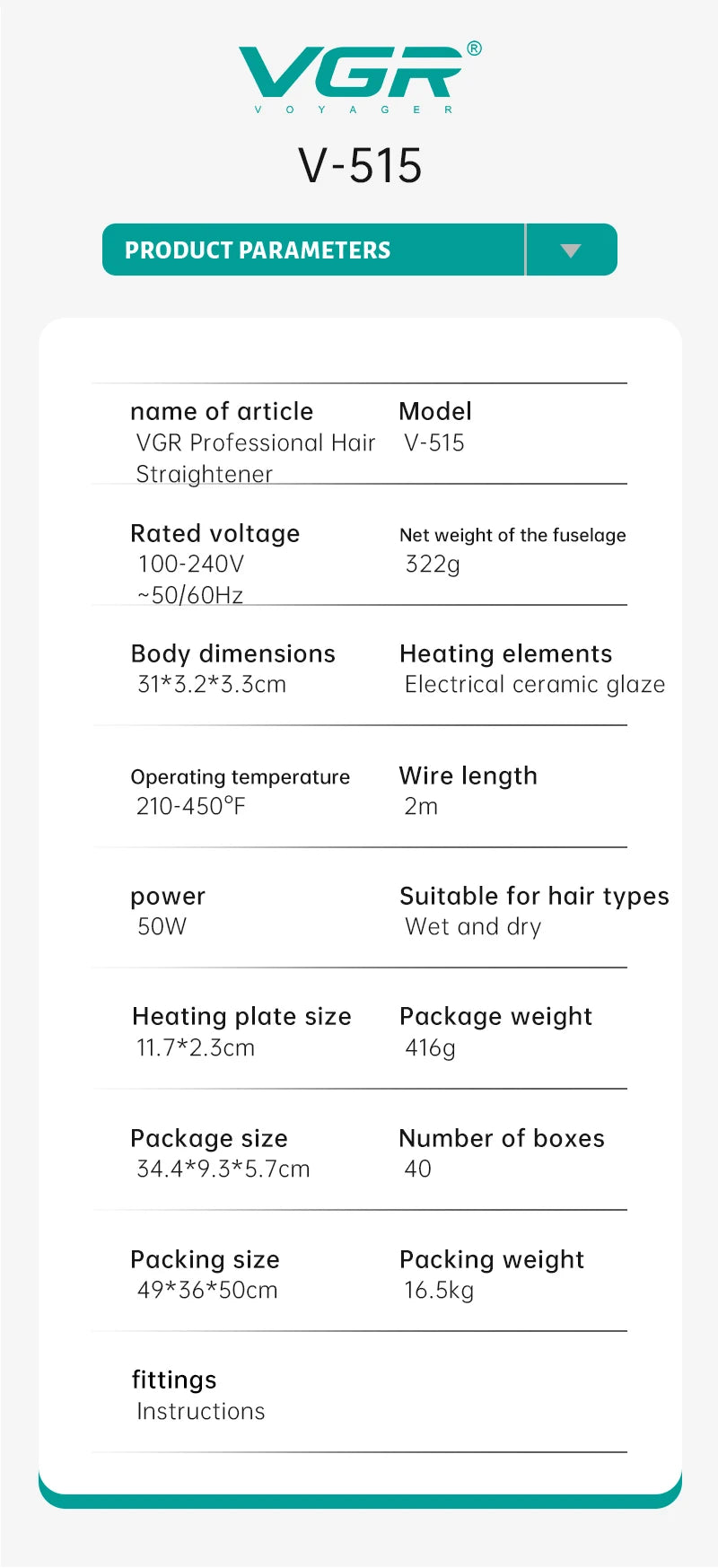 VGR Electric Hair Brushes Ceramics Curling Iron Black Dryer And Straightening Brush Hair Styling Brush 45
