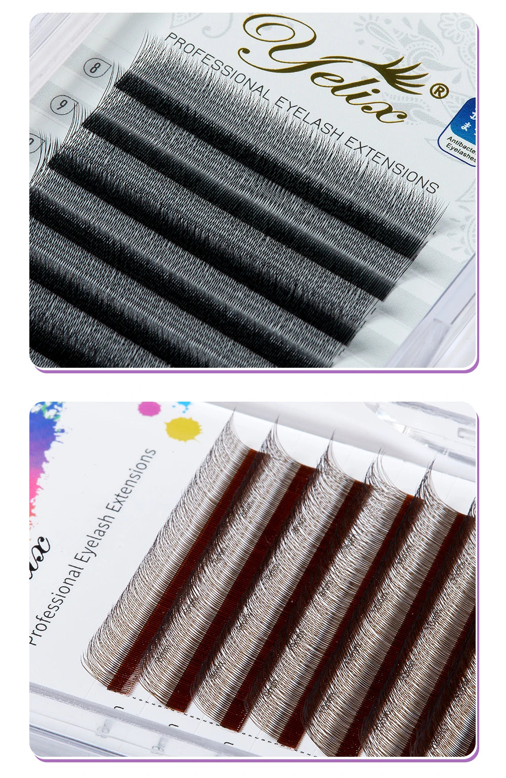 Yelix New 2D Volume Lashes Dark Brown Ultra-thin Y Lash Extension Lightweight Premade Fans Eyelash Extensions Single Tip 2D Y