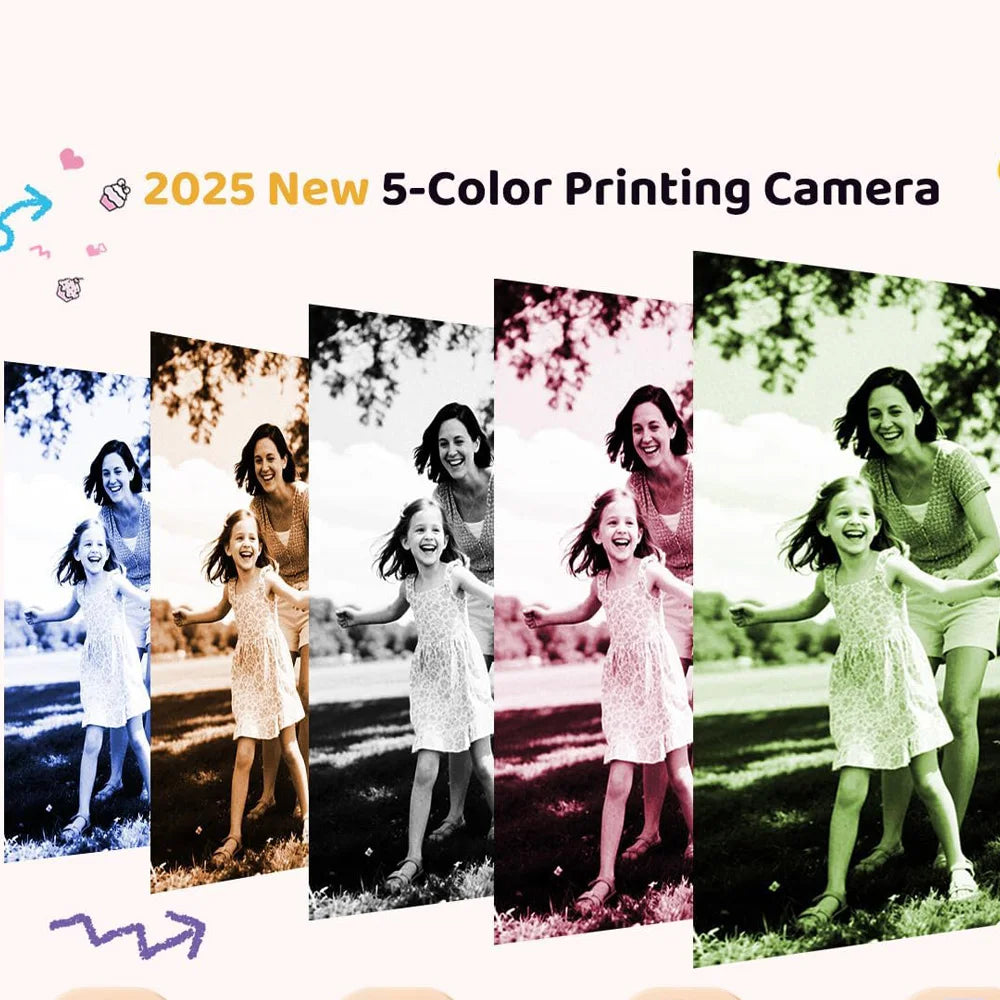 Color Printing Camera  Kids Instant Camera 32GB 1080P Thermal Print Digital Camera Print Photo Video Games Music Children Gift