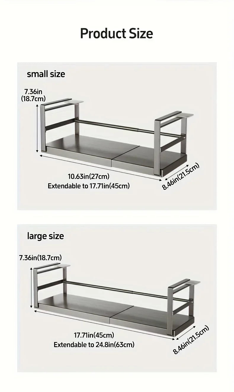 Stainless Steel Shelves Adjustable Spice Stand Storage Room Kitchen Metal Expansion Cabinet Kitchen Hanging Seasoning Rack
