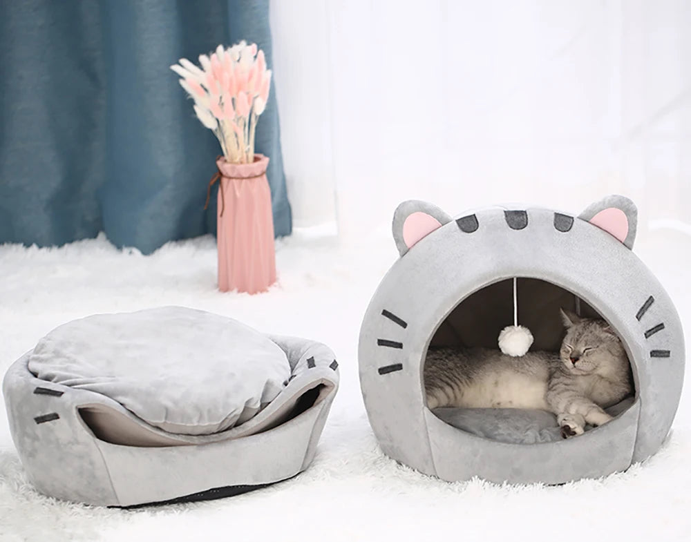 Super Cat Bed Warm Pet House Kitten Cave Cushion Cat House Warm Sleeping Dog Basket Tent Small Dog Mat Supplies Bed For Cats