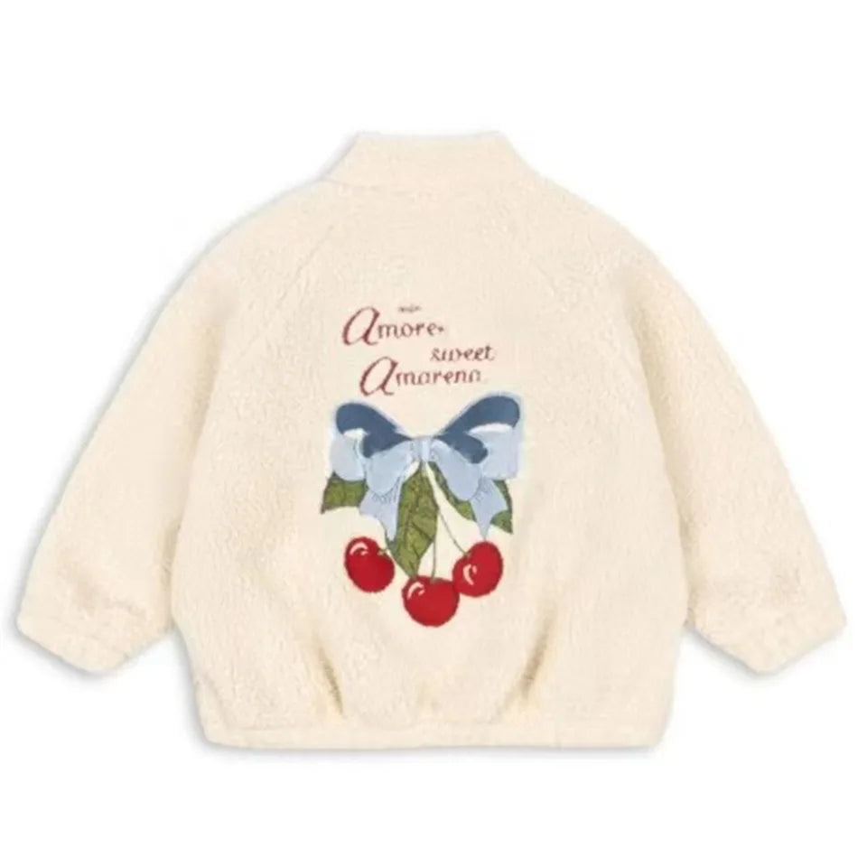 2025 KS Brand Winter Baby Girls Boys Lambswool Cherry Jackets Kids Clothes Boys Sequin Cartoon Outerwear Children's Coats 1-9Yrs