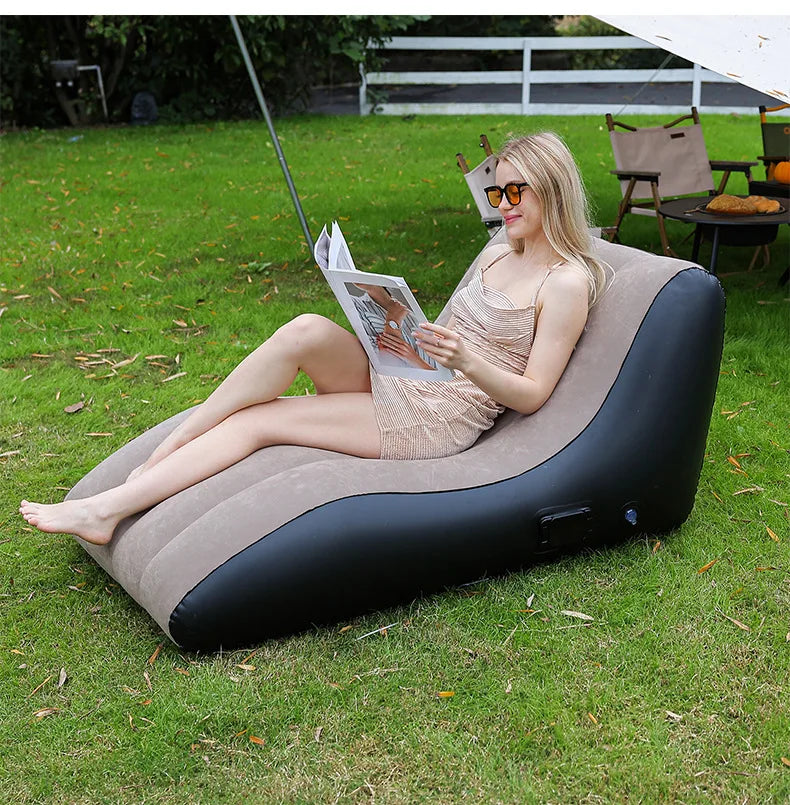 Inflatable Deck Chair , Inflatable Lounger Beach Air Sofa Chair Lazy Lounge Sofa for Indoor Living Room Bedroom, Outdoor Travel