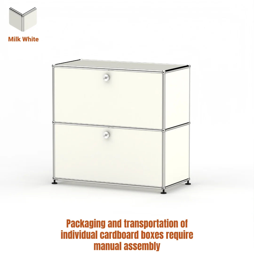 Modern Steel Flip Door Cabinet｜2-Tier Modular Storage Unit｜Custom Color Metal Organizer for Entryway, Living Room or Office