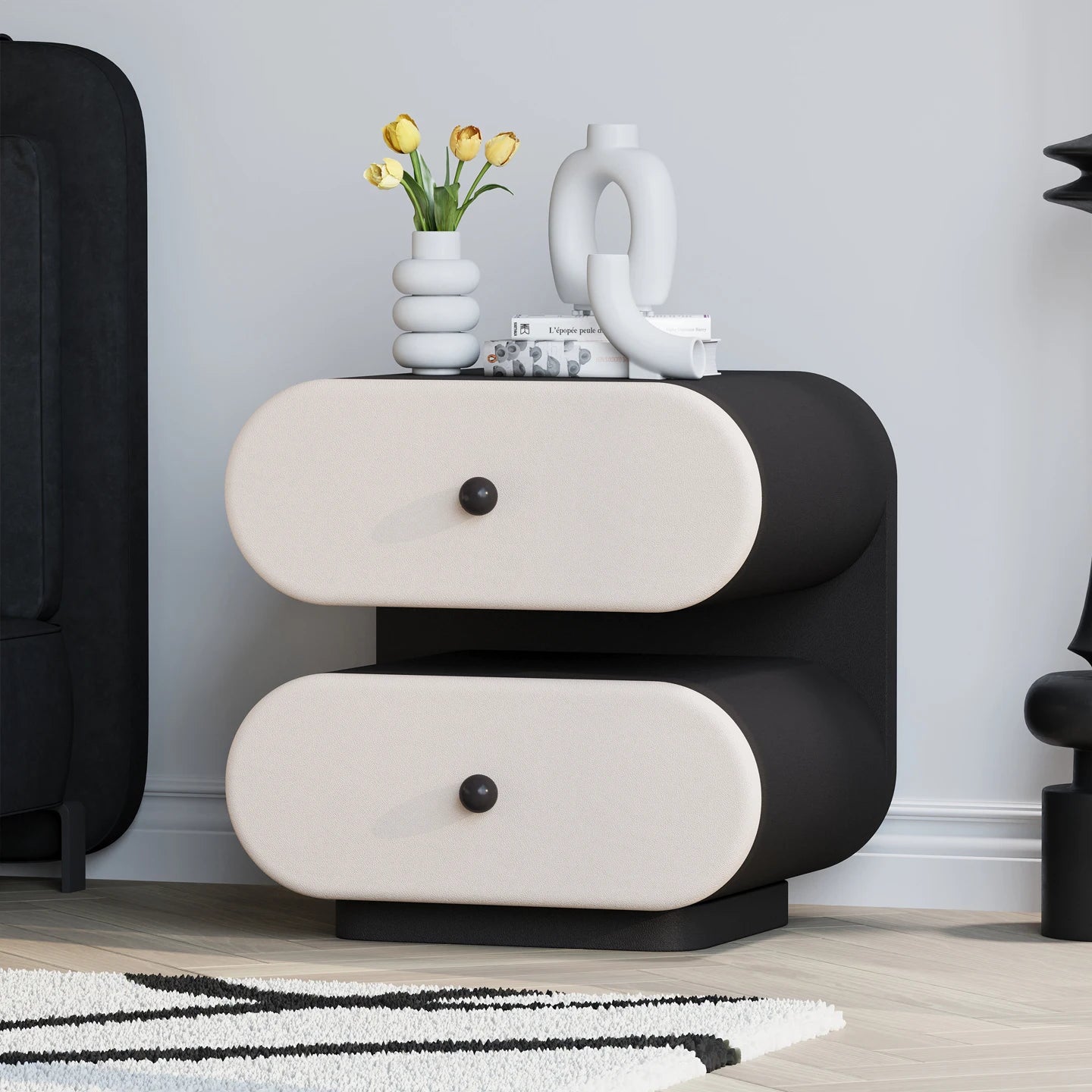 Cream Style Bedside Tables Creative Trendy Space Saving Nightstands Modern Luxury Aesthetic Mesitas De Noche Bedroom Furniture