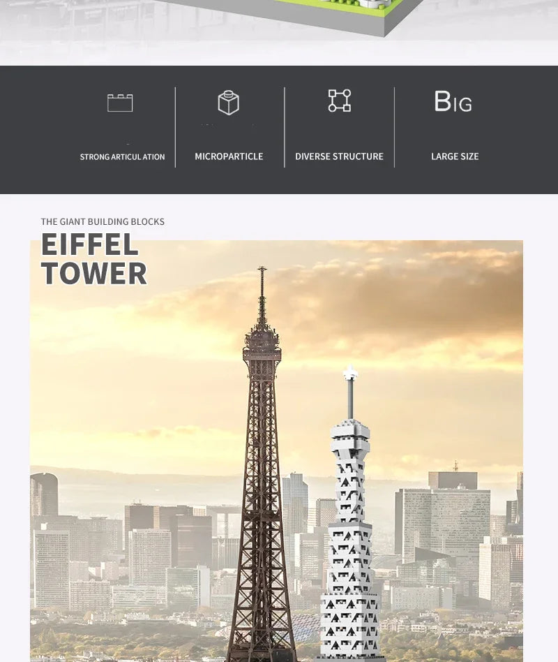 Eiffel Paris Tower Building Block Series Boys and Girls Children's Micro Particle Building Block Assembly Puzzle Toys