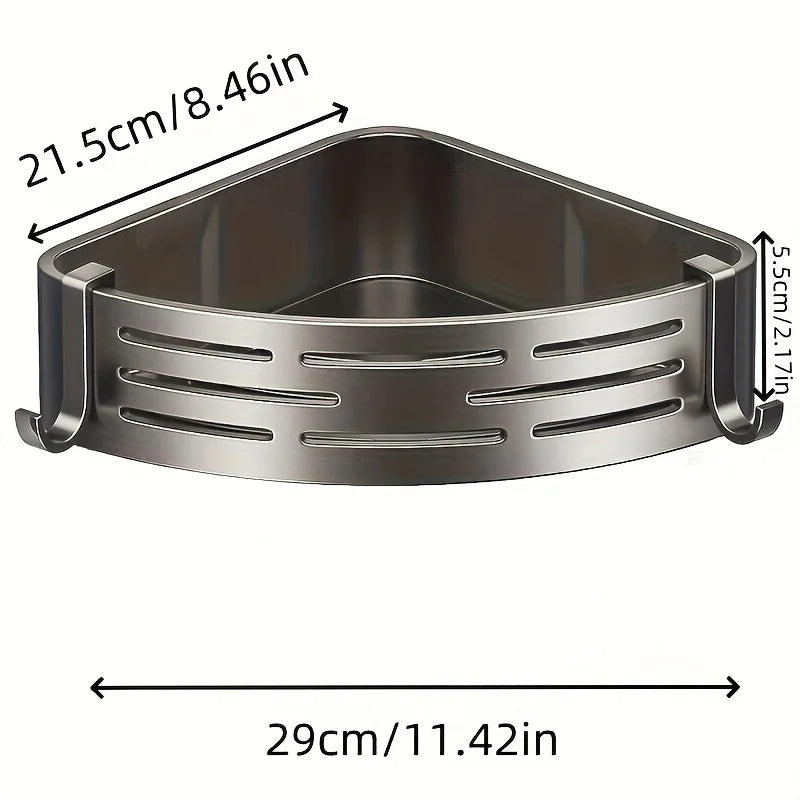 Space Corner Shower Shelf No-Drill Wall-Mounted Bathroom Organizer Triangular Design for Shampoo Conditioner and Soap Storag