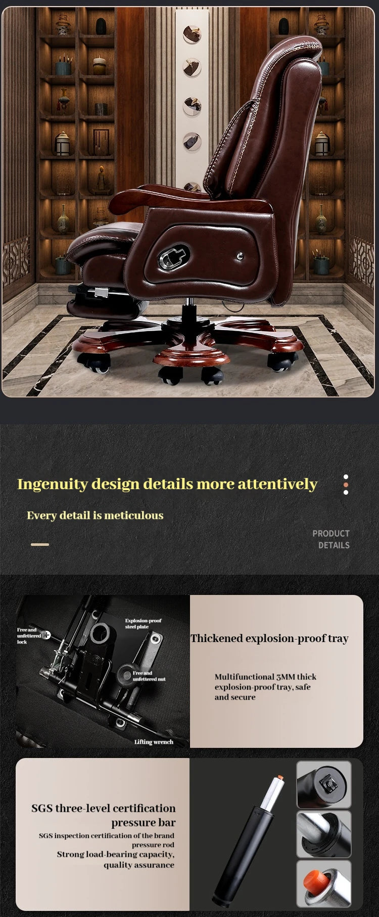 Leather Wheel Office Chair Support Design Relax Modern Massage Chair Chaise Mobile Comfy Luxury Silla Oficina Office Furniture