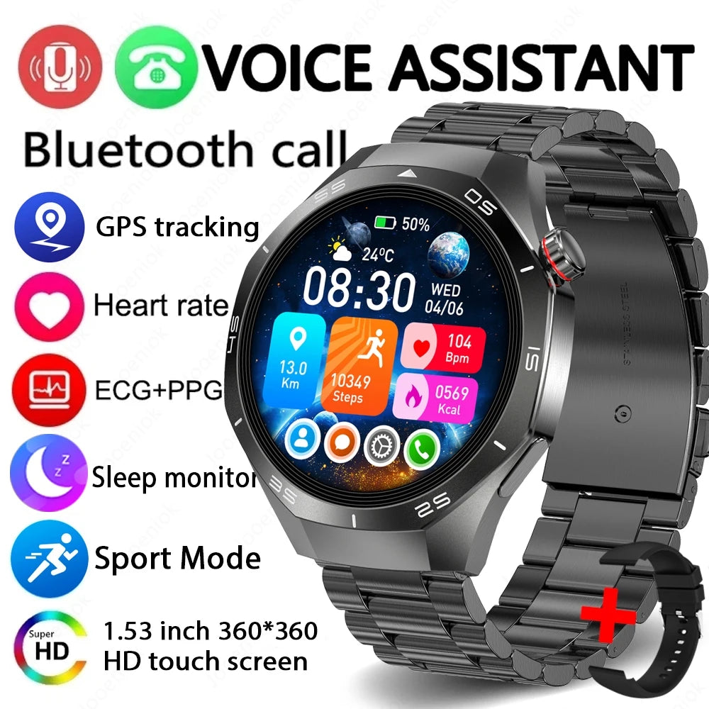 2025 New GT5 Pro GPS Track Smart Watch Men 360*360 AMOLED Screen NFC BT Call Waterproof Health Monitor Man Smartwatches IOS