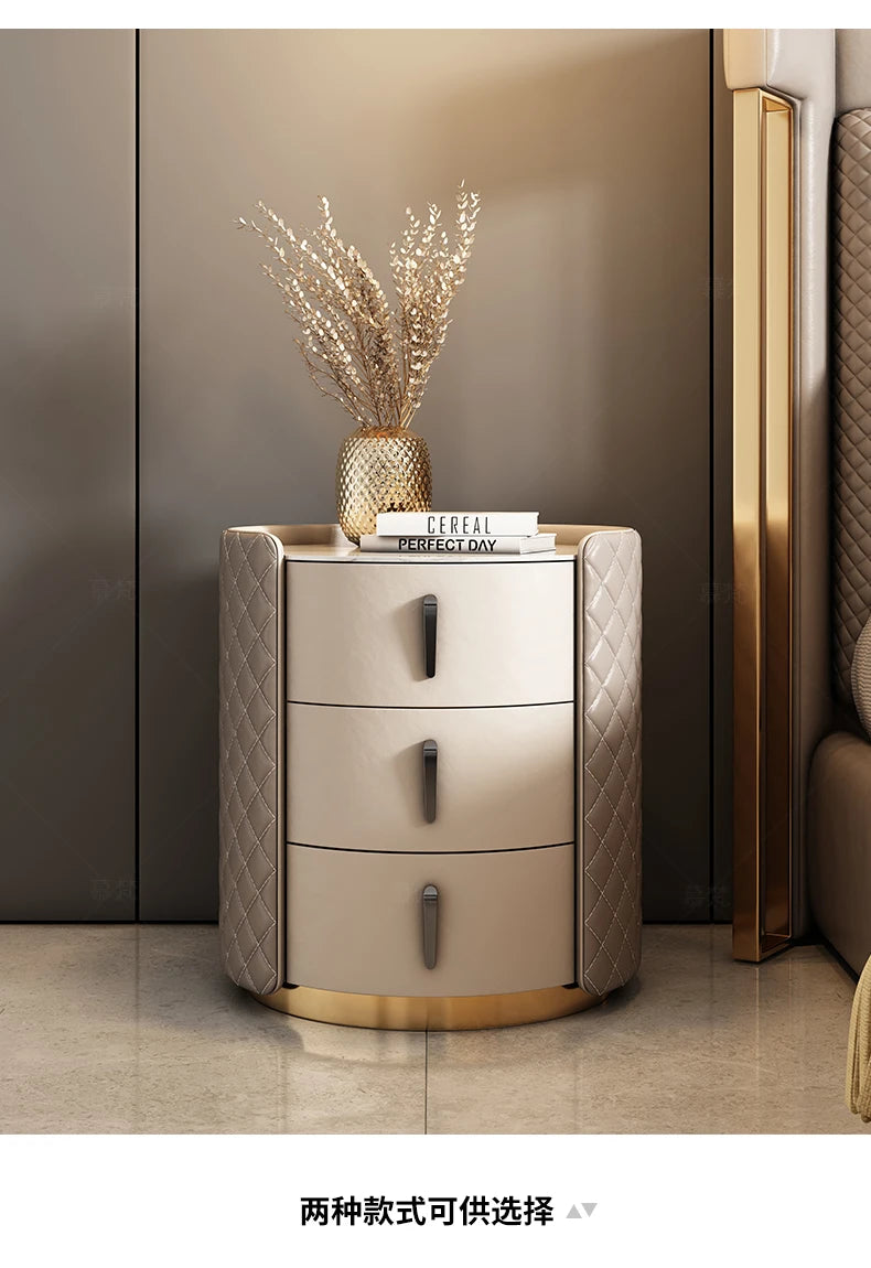 Storage Modern Nightstand Aesthetic Luxury Simple Leather Bedside Table Italian Trendy Muebles Para Cuarto Bedroom Furniture