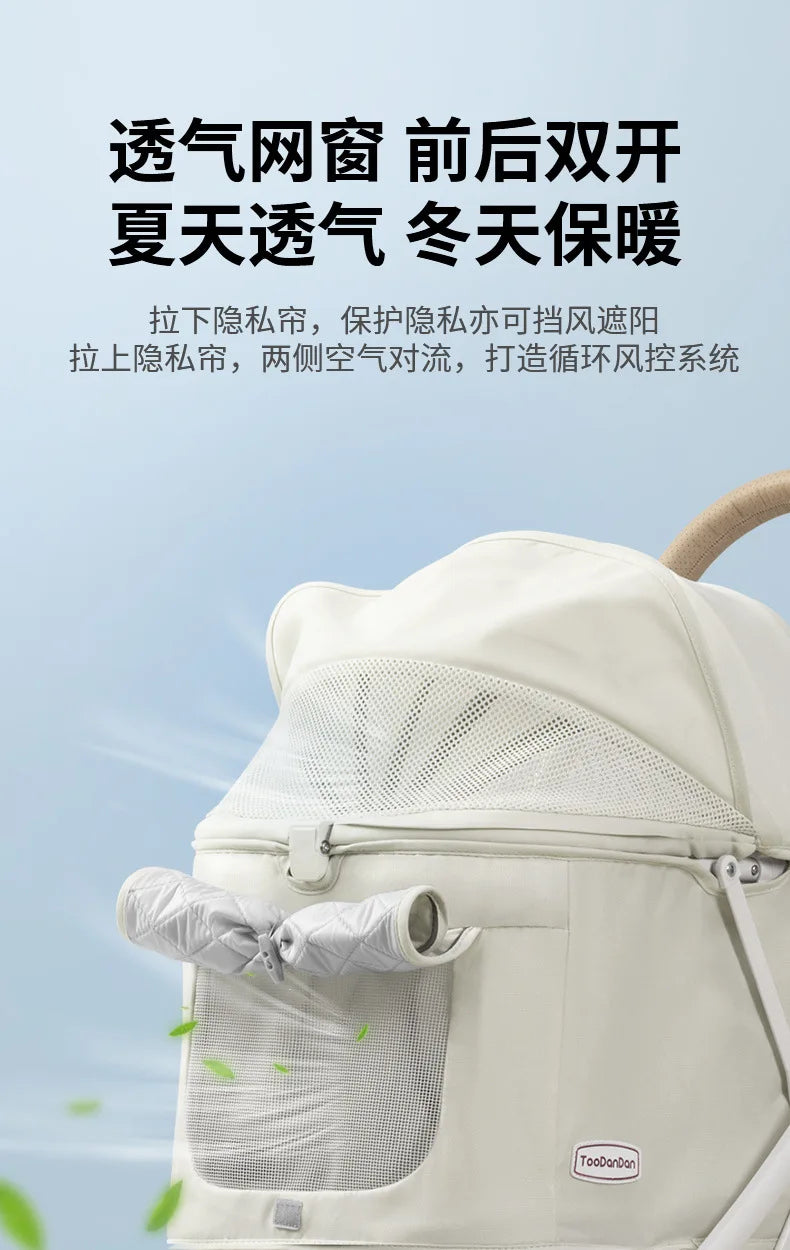 Outdoor Pet Pram One Click Folding Stroller Dog Cat Lightweight Trolley Small Pets Travel Breathable Puppy Supplies