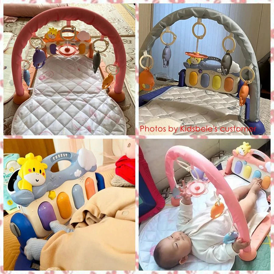 Baby Play Activity Gym With Piano Hanging Rattles Soft Padded Tummy Time Mat Montessori Sensory Learning Newborn Christmas Gift