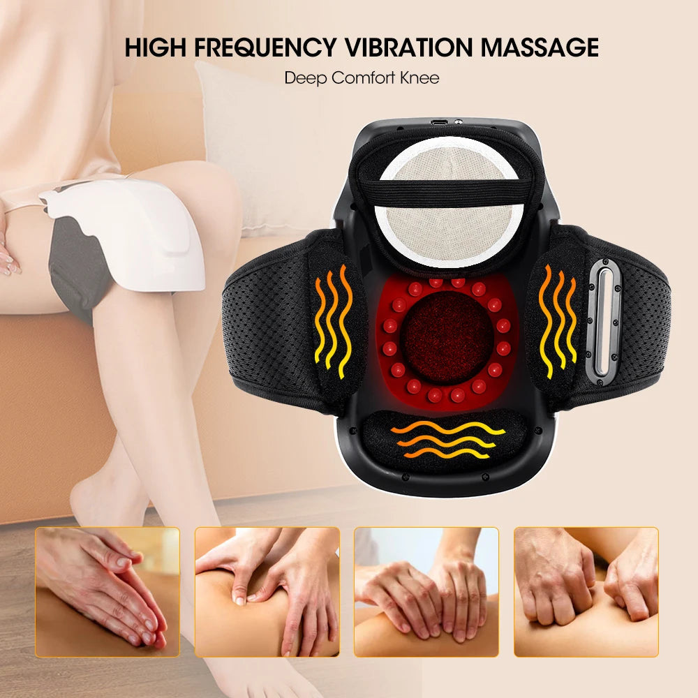 Heated Vibration Knee Massager for Joint Electric Knee Brace Red Light Knee Care Home Office Airbag Relaxing Treatment Knee Pad