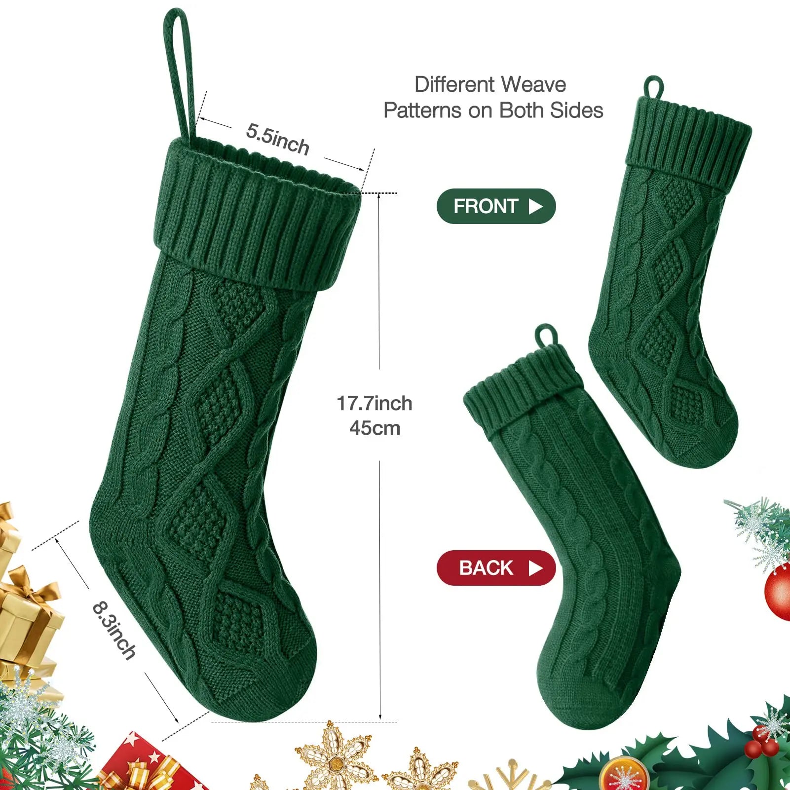 4/6/8PACK Christmas Stockings 18Inches Large Cable Knitted Stocking   Xmas Hanging Stocking Decorations with Name Tags